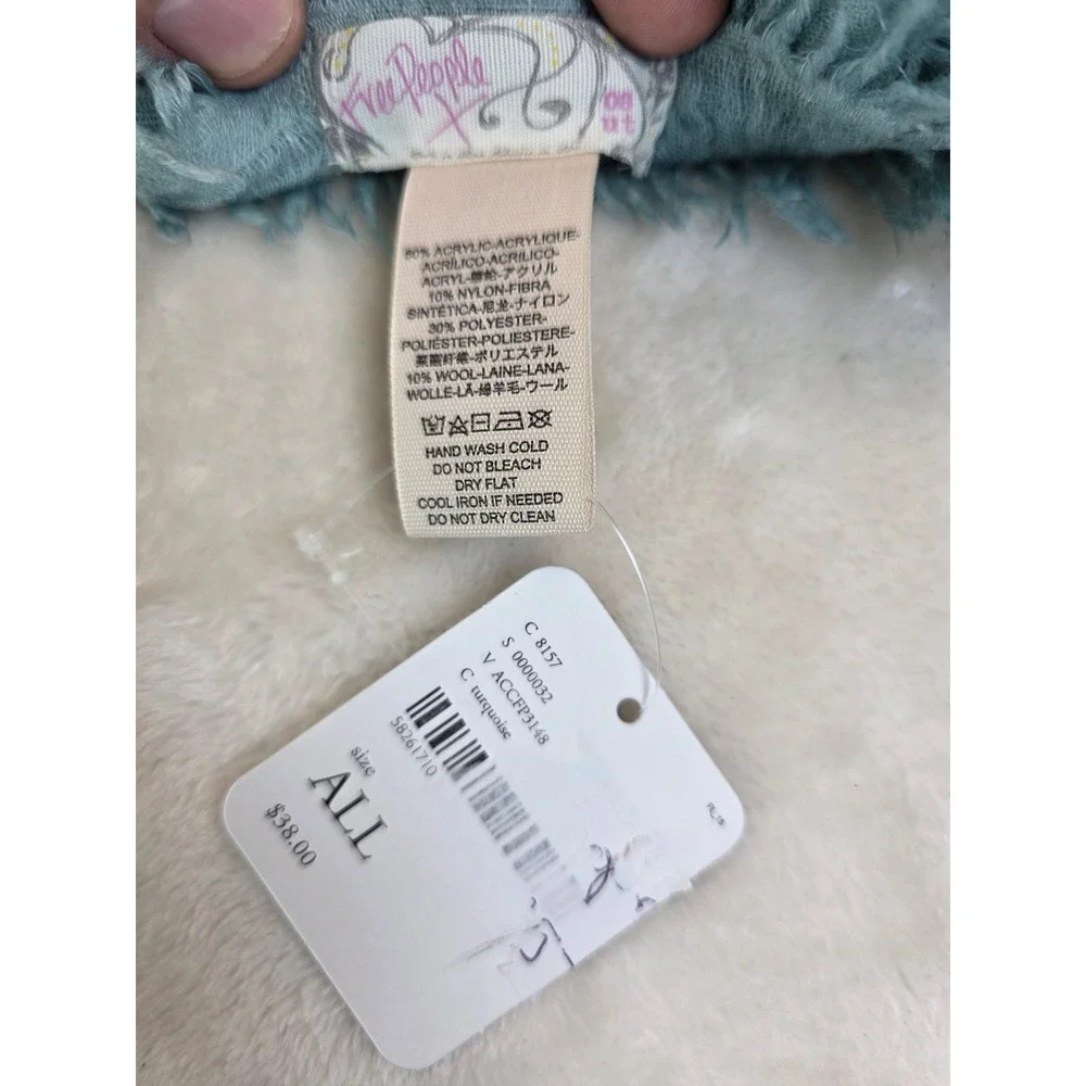 Free People Blue‎ Textured wrap/shawl with Fringe